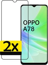Screenprotector Geschikt voor OPPO A78 5G Screenprotector Glas Full Cover - Screenprotector Geschikt voor OPPO A78 Screenprotector Full Cover - 2 Stuks