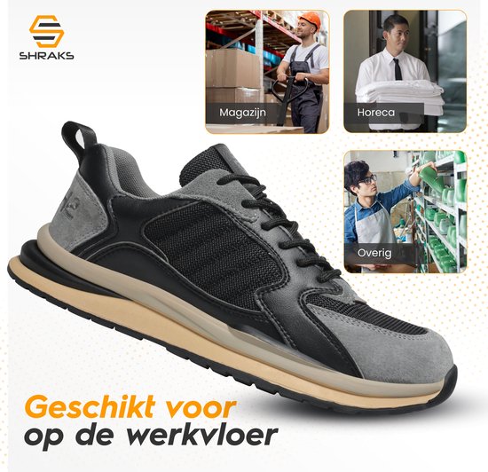 Ademende Veiligheidsschoenen Met Stalen Neus - Geknoopte Veters, Anti-Smashing & Anti-Lek