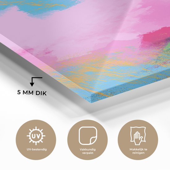 Nuage abstrait doré avec différentes couleurs sous Plexiglas 120x160 cm - Tirage photo sur Glas (Décoration murale Plexiglas) XXL / Groot format!