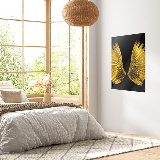 Peinture sur Verre - Ailes Dorées sur Fond Noir - 60x80 cm - Peintures sur Verre Peintures - Photo sur Glas