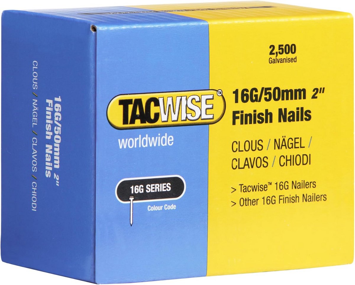 Verzinkte Afwerknagels Type 16G/50 mm - 2500 Stuks