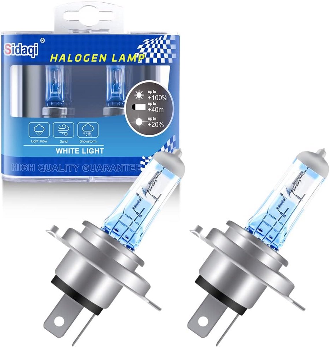 H4 55 / 60W Halogeen Koplampen met Hoge Helderheid 5000K Wit - 2 Stuks