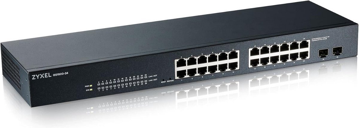 24-Poorts Gigabit Switch | Slim Beheerd | Rackmontage | VLAN, IGMP Snooping, QoS | Geluidsarm