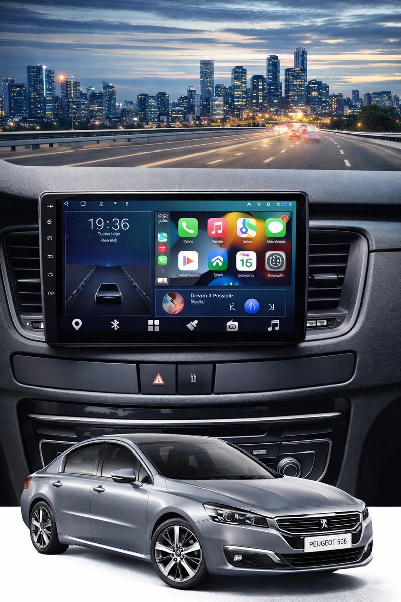 ADIVOX T2 9 inch geschikt voor Peugeot 508 vanaf 2011-2018 Android 15 Carplay/Auto/Wifi/RDS/DSP/5G/DAB+