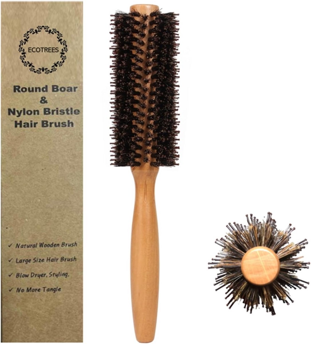 Ronde Borstel van Varkenshaar en Nylon voor Föhn en Stylings
