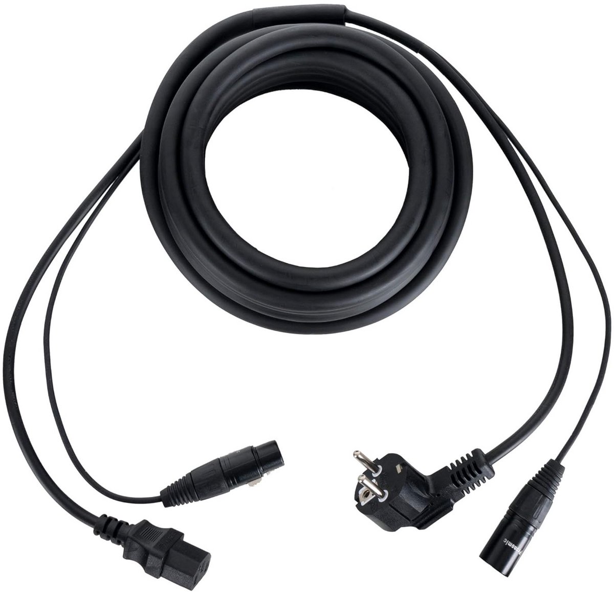 Hybride Kabel voor Stroomvoorziening en DMX-signaal - 5 m Combi-kabel voor Lichteffecten - Tot 6A Belastbaar - Zwart