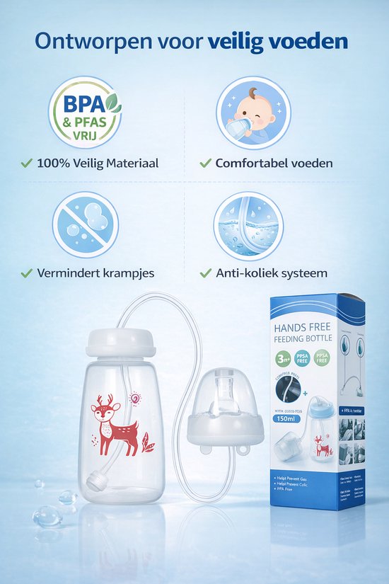 Hands-Free Babyfles 150 ml - BPA-vrij - Anti-Koliek - Hands Free Feeding Bottle - Voor Thuis & Onderweg van Chicco — afbeelding 4