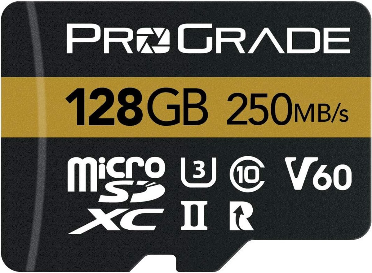 MicroSD kaart V60 128GB - tot 250MB/s leessnelheid, 130MB/s schrijfsnelheid voor SD card apparaten
