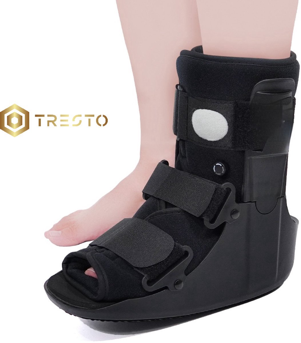 TRESTO - Breuk - en Enkelsteun voor Linker of Rechtervoet - Korte Wandelbescherming voor Blessures, Verstuikingen en Breuken - Zwart - Maat L/XL