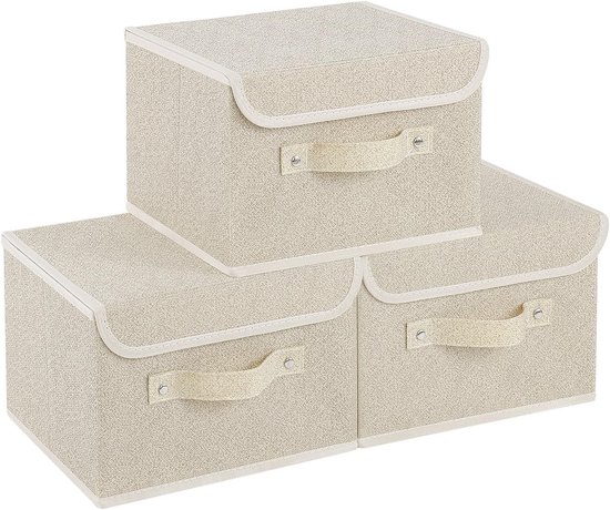 Storage Boxes, Cube Organizers with Flip Lid and Handles, Basket ...