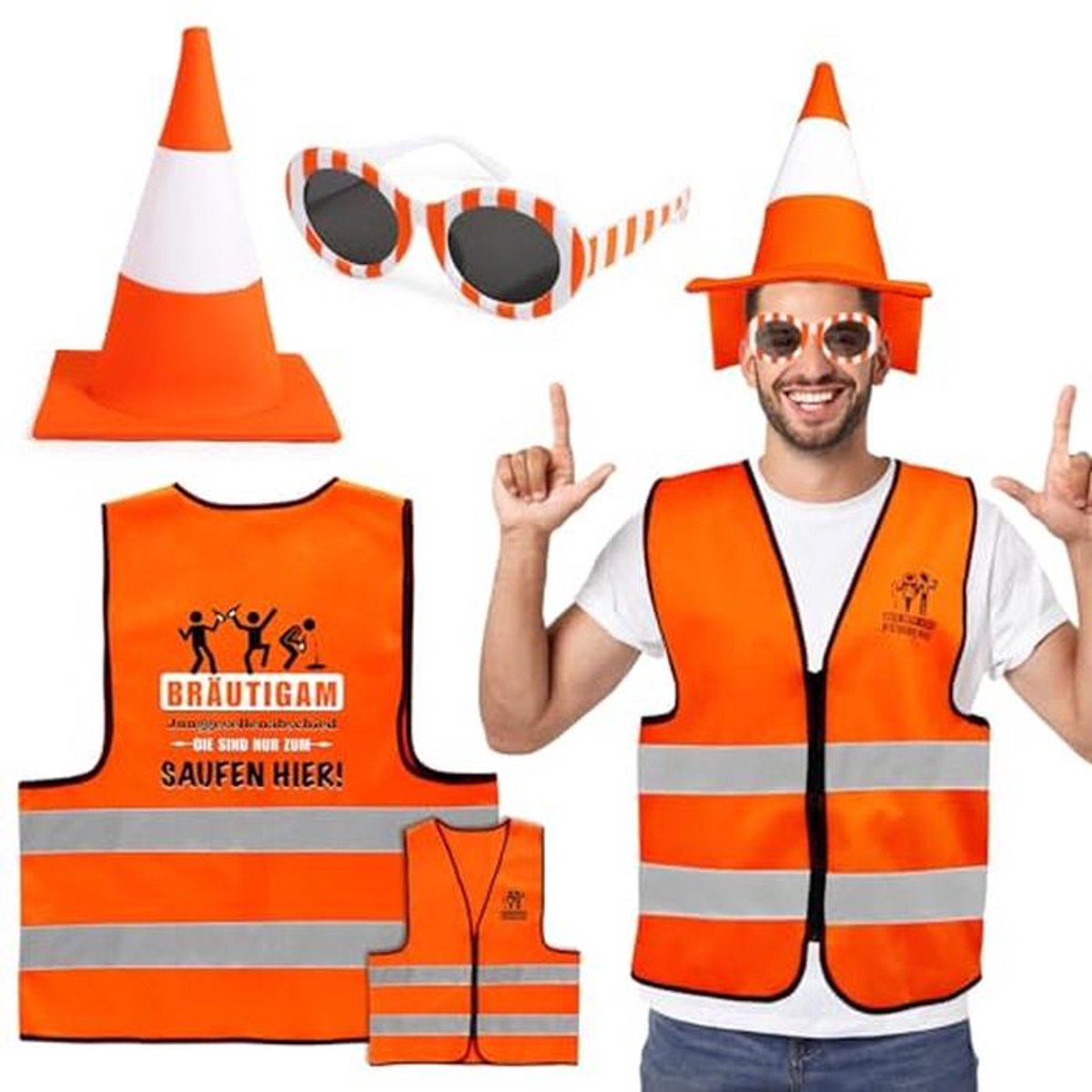 Kostuum set voor vrijgezellenfeest mannen – Unieke outfit met accessoires