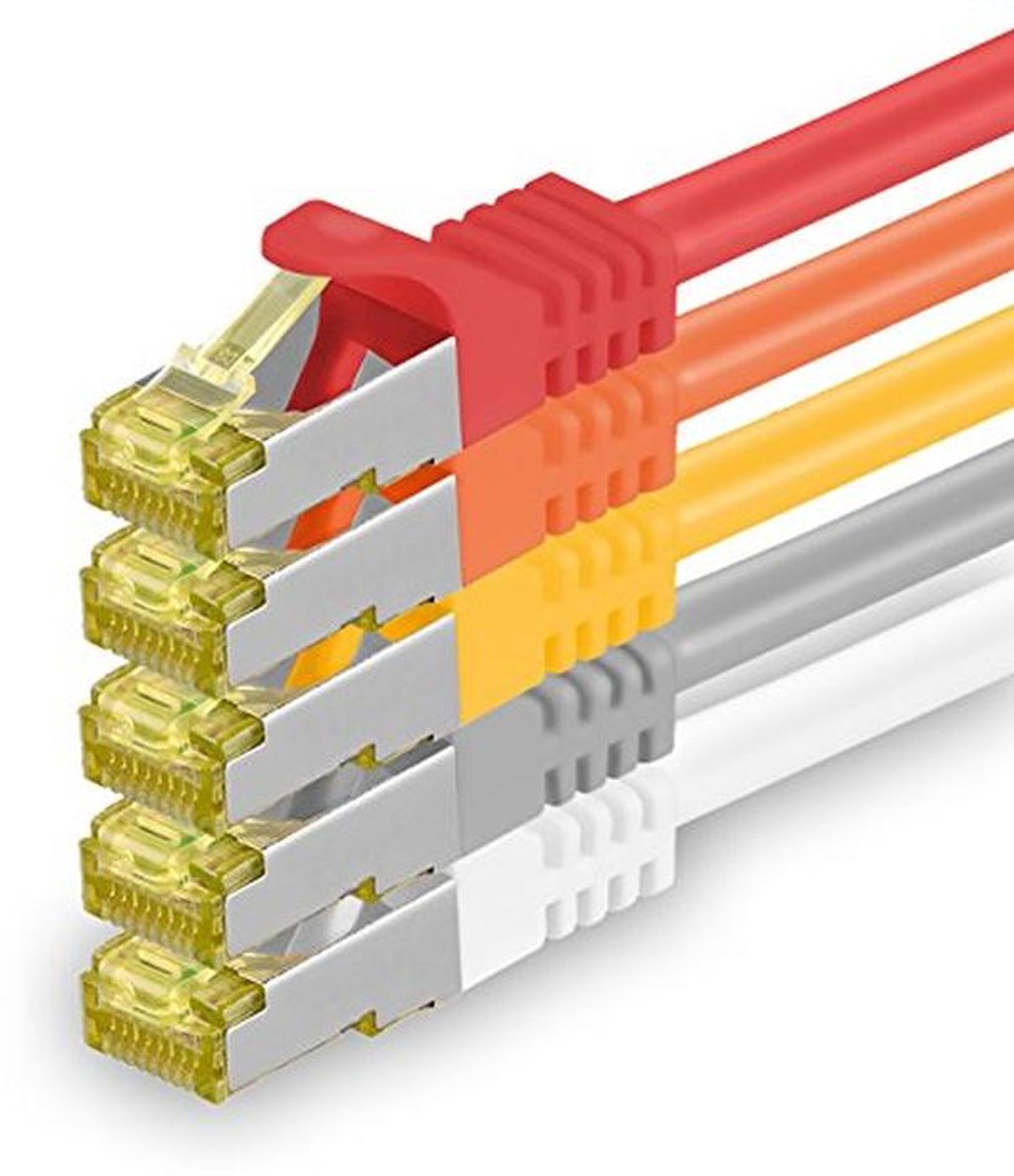 5x 1,0 M CAT-7 Netwerkkabel - Snelheid tot 10GB/s in 5 Kleuren