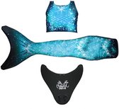 Mermaid Sisters Zeemeermin Staart Set voor Meisjes - Blauw - Maat 146-158 - Monovin & Bikini Zeemeermin Zwemkleding