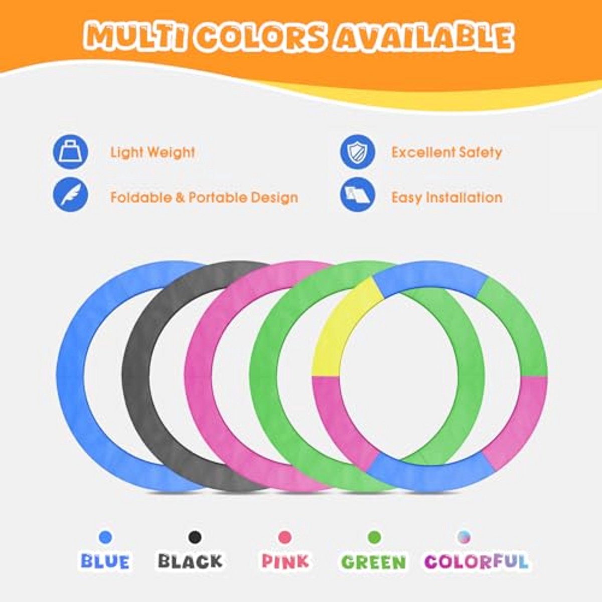 Trampoline Veerafdekking en Randbescherming 244-366 cm - UV-bestendig en Gekleurd PVC
