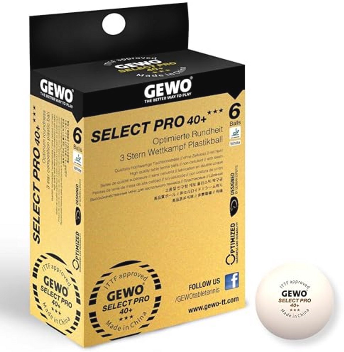 Professionele Tafeltennisballen 3 Sterren, ITTF-gecertificeerd, 40+ mm, Wit, Hoogwaardige Kunststof Ballen voor Wedstrijden