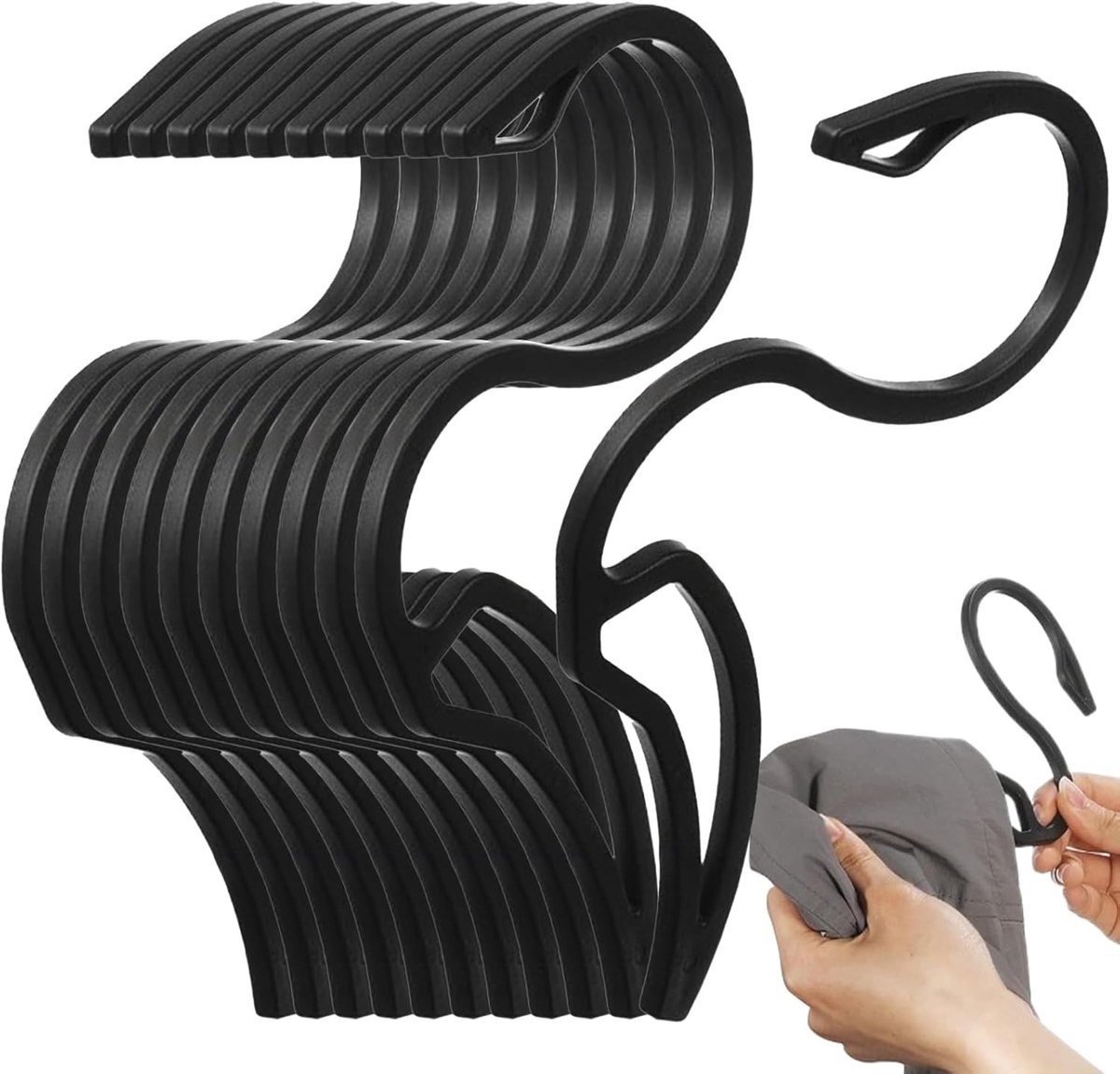 Hoodiehangders – 10-delige S-vormige Opslaghaakken, Ruimtebesparend Kledingorganizer