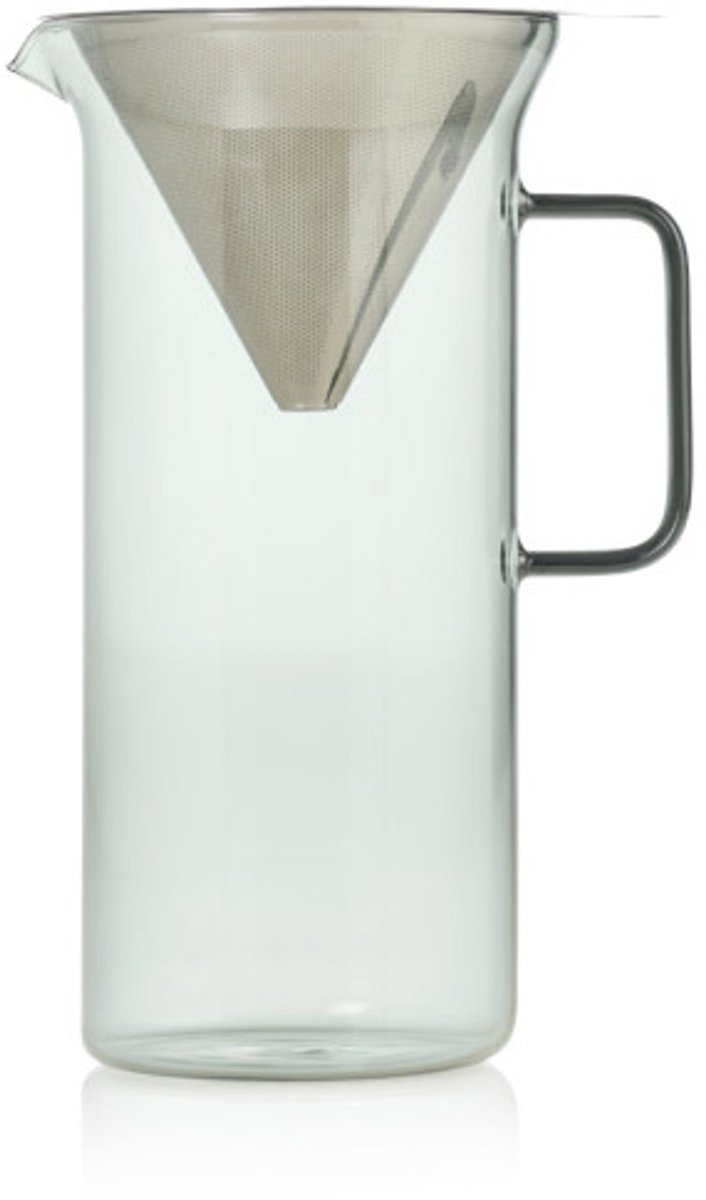 AdHoc Pour Over Koffiezetter Impact - 1 Liter - Incl. Permanent RVS Filter - Mondgeblazen Glas - Grijs
