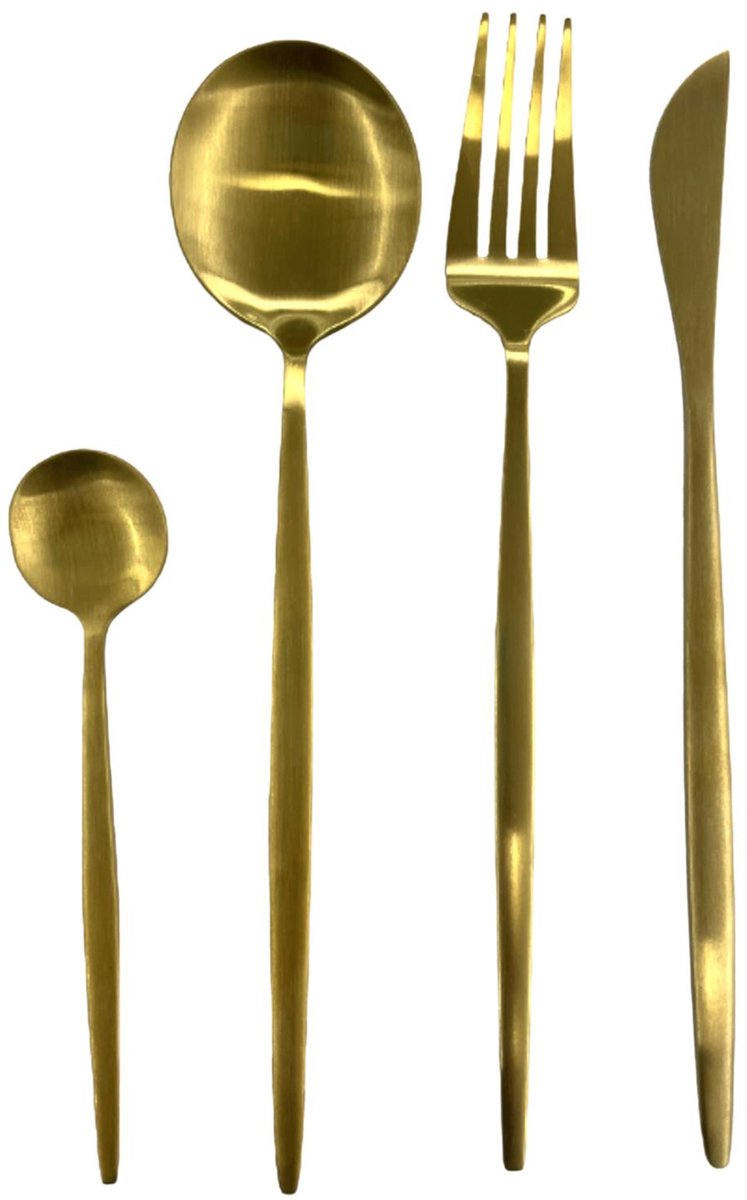 Home Deco Factory Bestekset 6 personen - 24 delig - goud - RVS - serviesset - bestek
