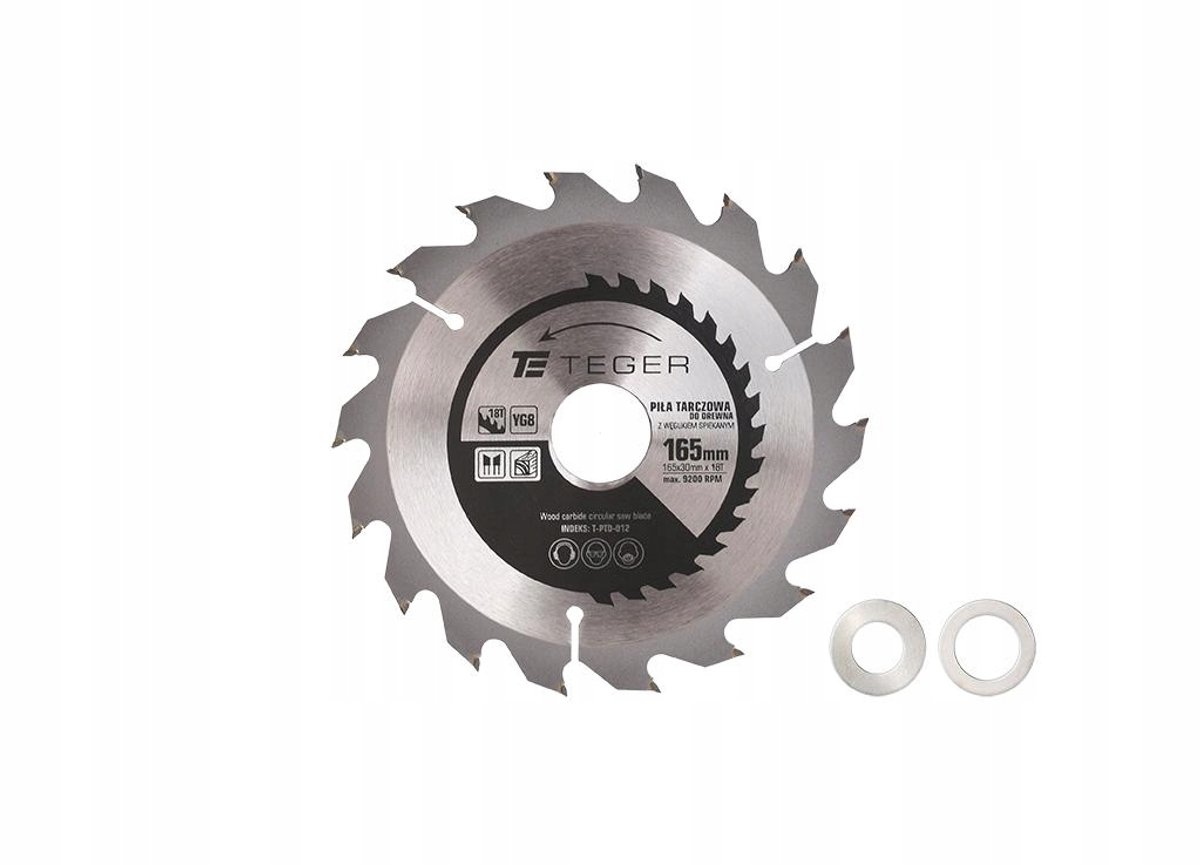 Teger Zaagblad voor Hout - 165x30x18T - Hardmetalen Tanden