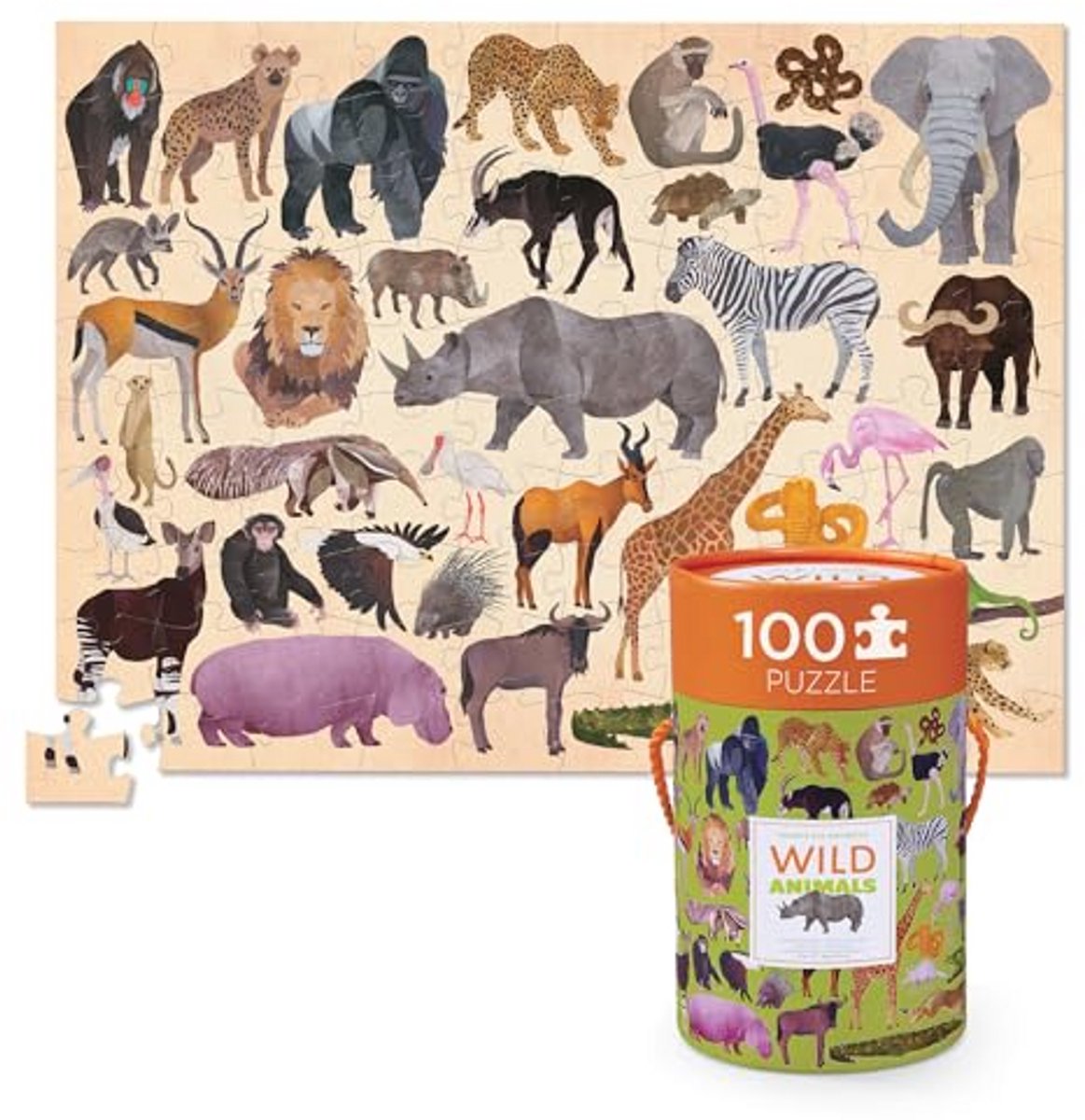 Zesendertig Wild Dier Puzzel in Bus - 100 Stuk