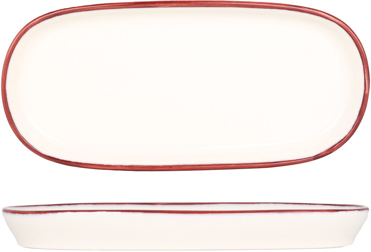 Bonna Serveerschaal - Linea Burgundy - Porselein - 25 cm - set van 2