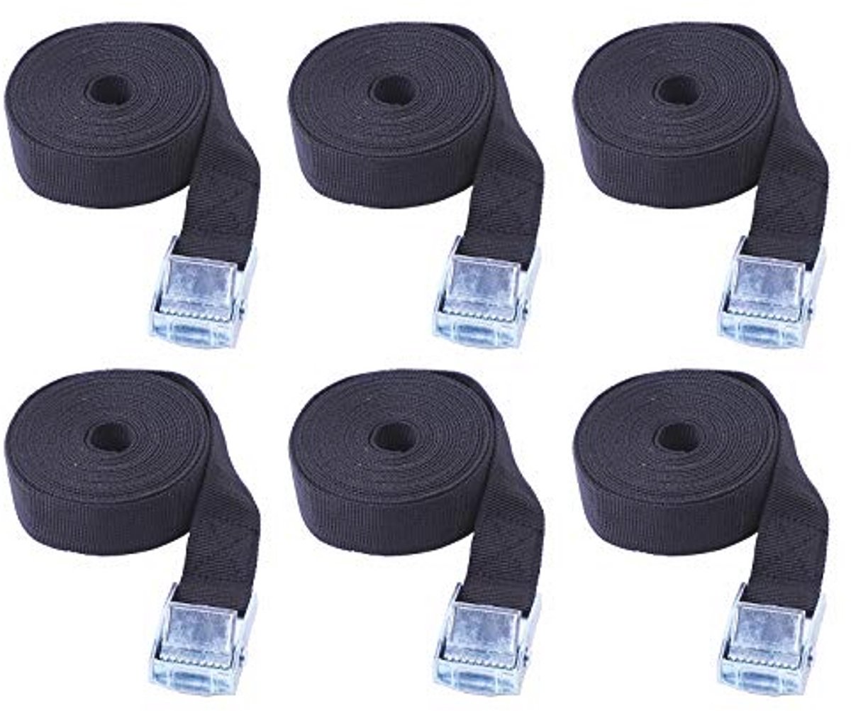 6 Stuks Spanbanden met Ratel voor Vervoer en Bevestiging - Elastische Bevestigingsriemen voor Camping en Outdoor