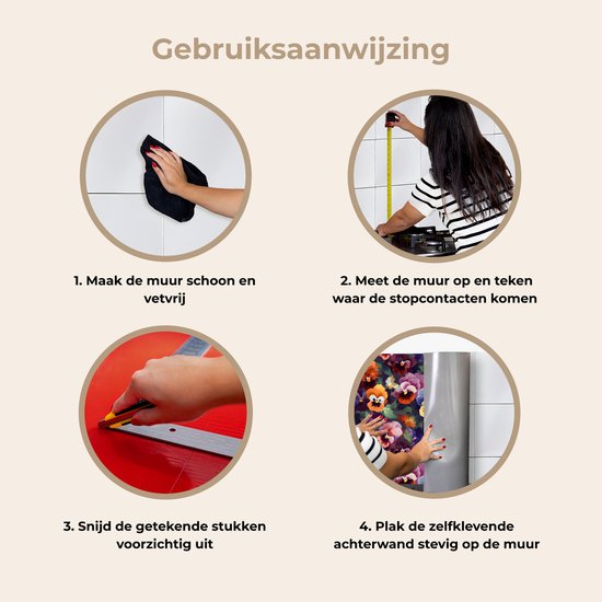 Keuken achterwand 350x60 cm - Spatscherm zelfklevend Viooltjes - Kleuren - Bloemblaadjes - Muurbeschermer - Spatwand fornuis