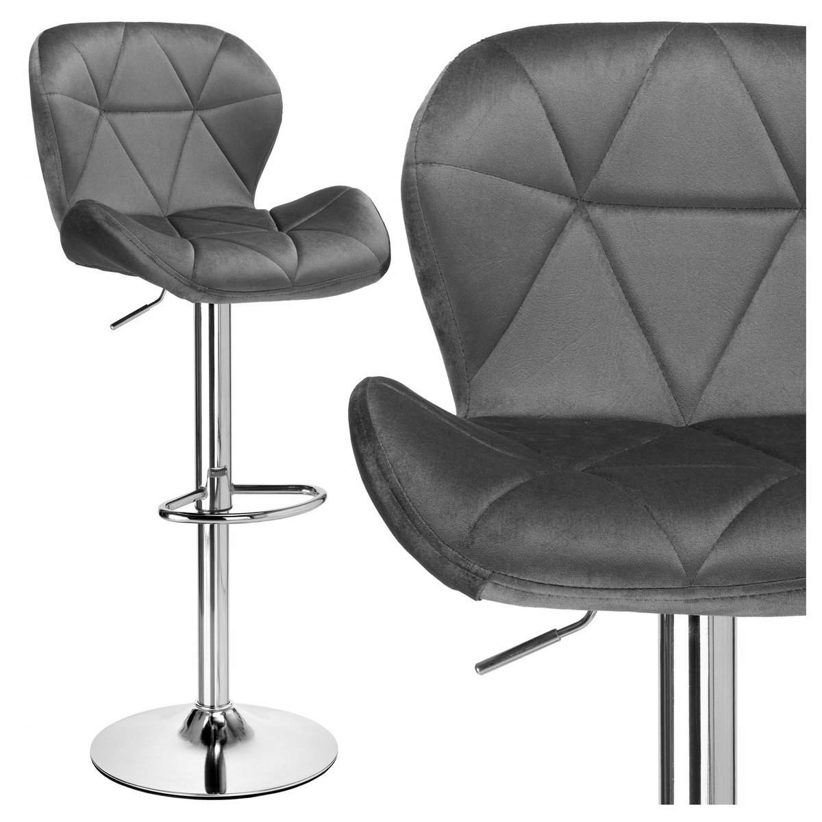 Hoker Gordon Grafit Velvet - Draaibaar, Verstelbaar, Chromen Voet
