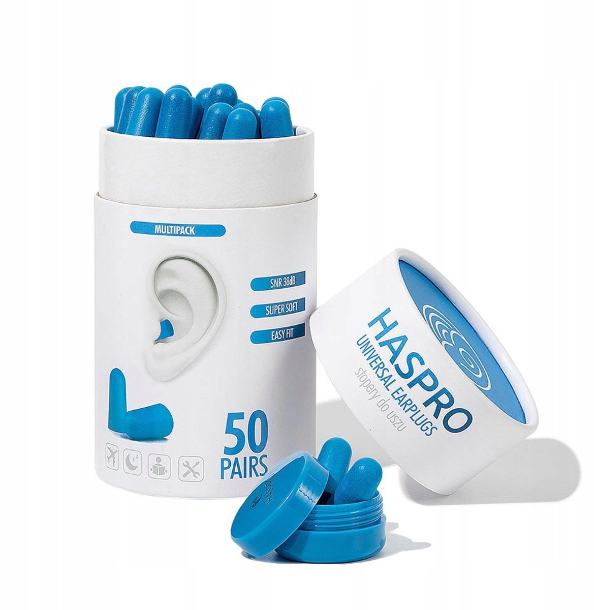Haspro TUBE50 Oordopjes - 50 Paren Zacht Schuim - Blauw