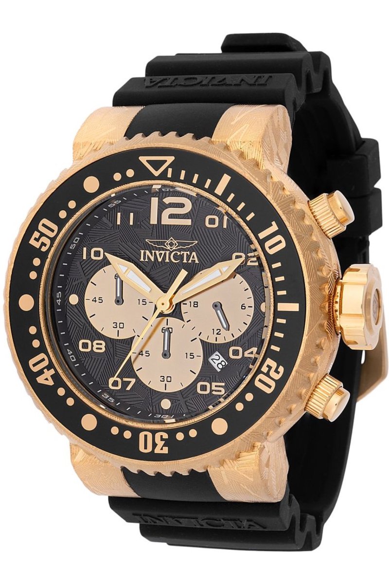 Invicta Pro Diver 48619 Heren Horloge - Waterdicht - Analoog - Quartz Uurwerk - Roestvrij Staal met zwarte Wijzerplaat - 52mm