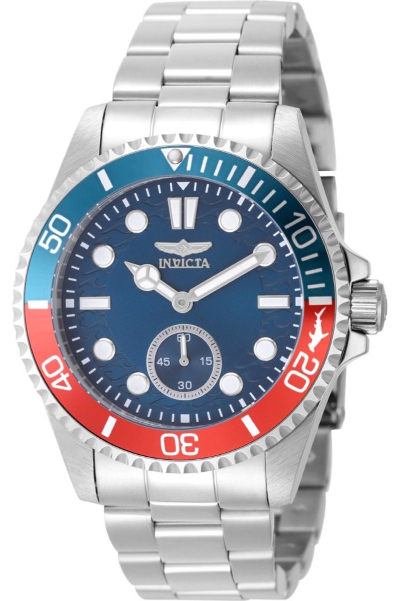 Invicta Pro Diver 49436 Heren Horloge - Waterdicht - Analoog - Quartz Uurwerk - Roestvrij Staal met blauwe Wijzerplaat - 43mm