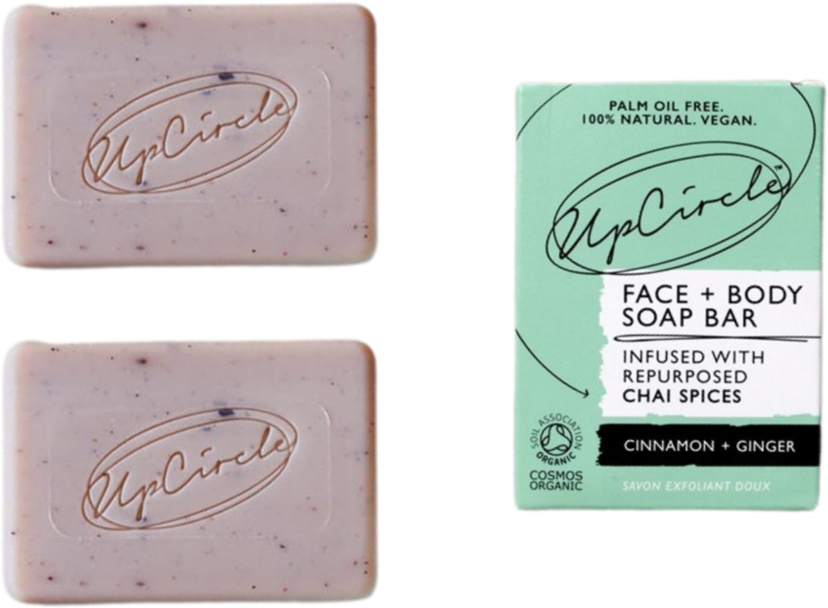 UpCircle - Chai Zeep Bar - 100% Biologische - Met Roze Klei en Kaneel - Gember - Gezicht en Lichaam - Vegan - 2 x 100 g