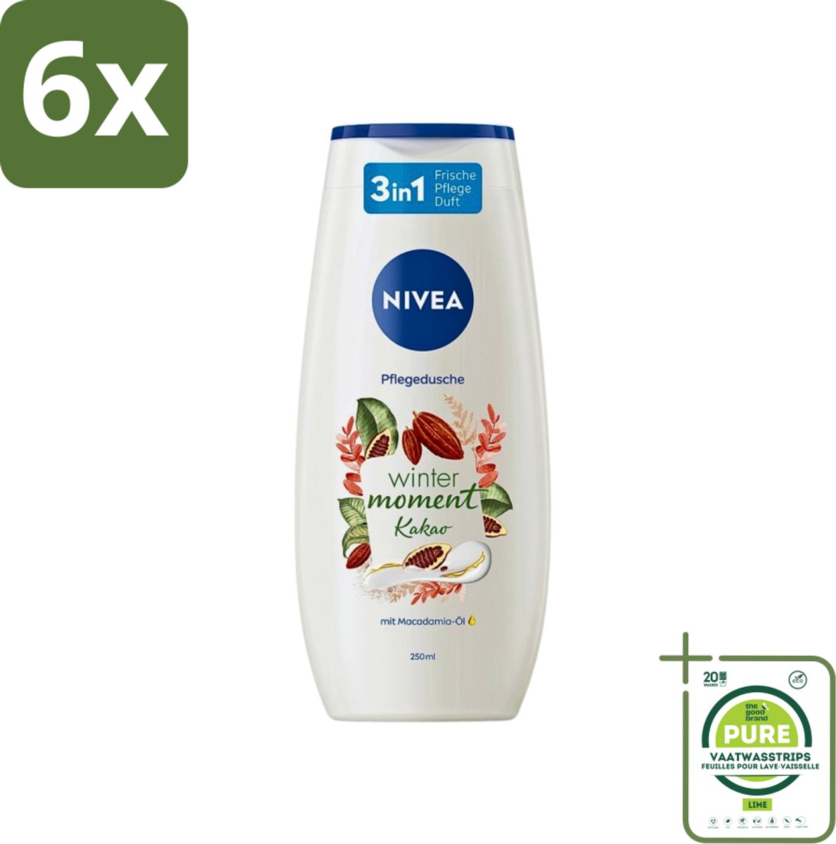 Nivea - Douchegel - Winter Moment Cacao - 250 ml - Voordeelverpakking - 6 stuks - Douchegel - NIVEA