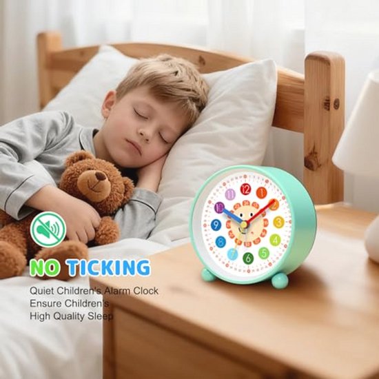 Kinderwekker analoog zonder tikken met nachtlampje voor schoolbeginners — afbeelding 2