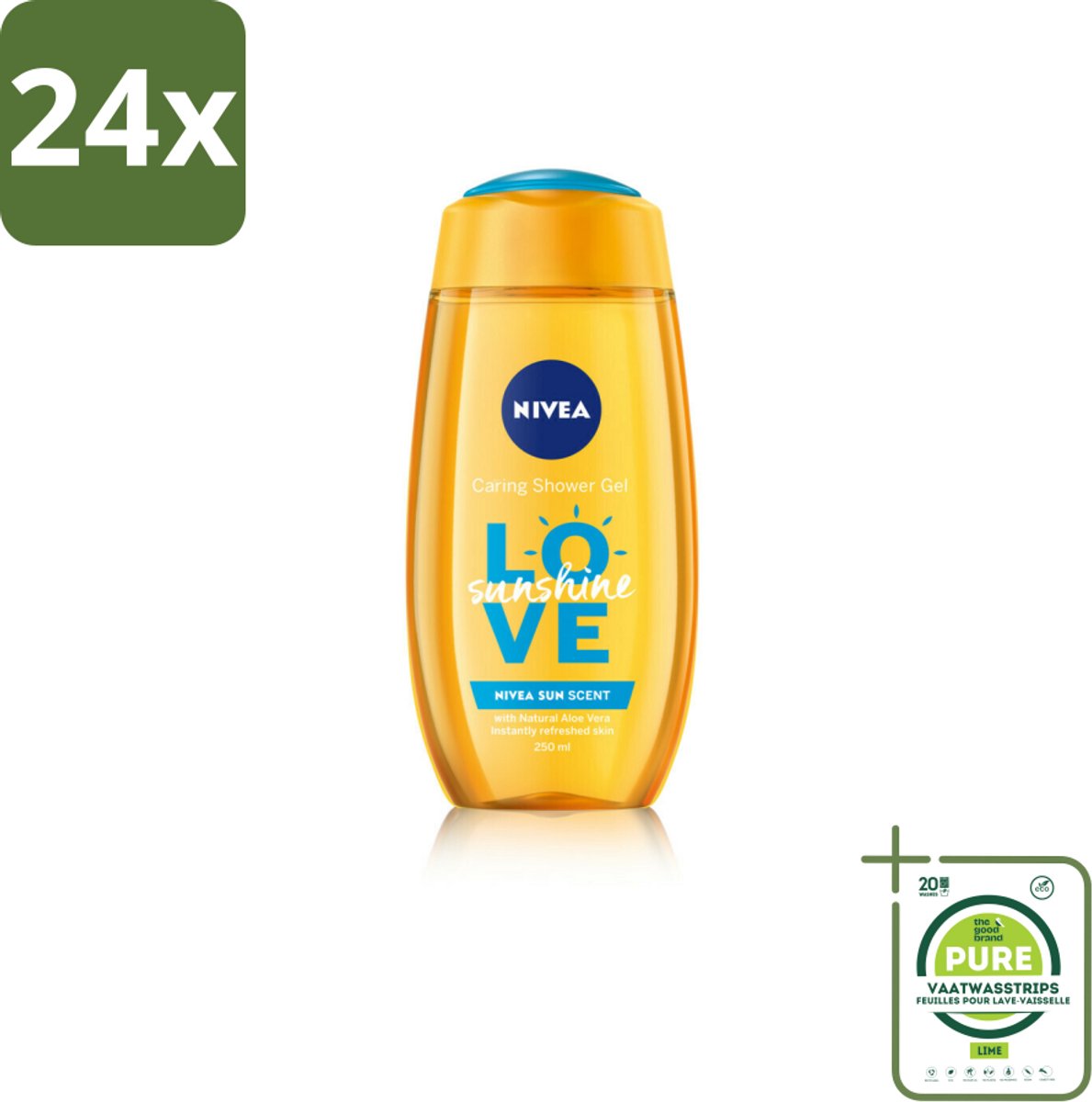 NIVEA Douchegel Love Sunshine 250 ml - Voordeelverpakking - 24 stuks - Douchegel - NIVEA