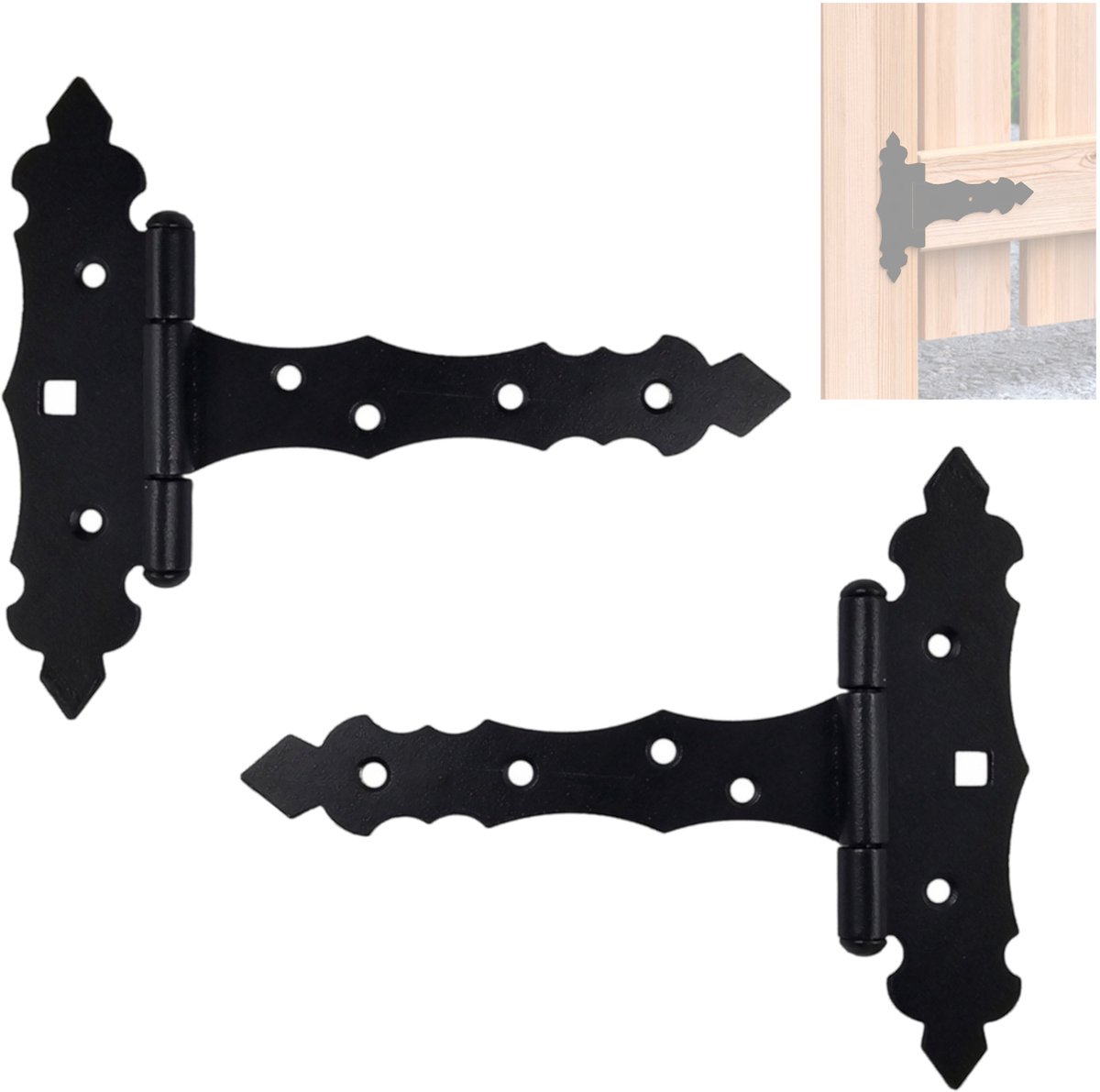 Zwart Sierlijk Scharnier 130x125mm voor Poorten, Deuren en Luiken