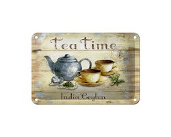 Blechschild Tee 18x12cm Tea Time India Ceylon Teekanne