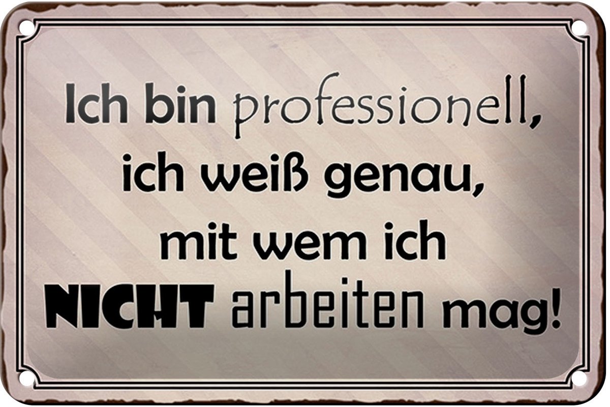 Blechschild Spruch 18x12cm ich bin professionell ich weiß