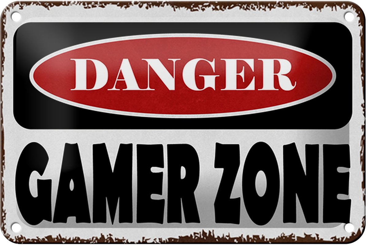 Blechschild Spruch 18x12cm danger Gamer Zone