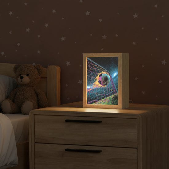 Nachtlampje 15x20 cm - Kinder lampje - Goal - Voetbal - Vuur - Stadion - Tafellamp kinderkamer - Slaapkamer lamp - Bedlamp kinderen - Kinderlampje stopcontact - Wandlamp babykamer - Nachtlampjes van OnlyWow — afbeelding 2