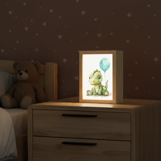 Nachtlampje 15x20 cm - Kinder lamp - Draak - Baby dier - Blauwe ballon - Tafellamp kinderkamer - Slaapkamer lamp - Bedlamp kinderen - Kinderlampje stopcontact - Wandlamp babykamer - Nachtlampjes van Merkloos — afbeelding 2