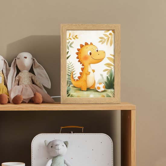 Nachtlampje 15x20 cm - Kinder lamp - Dino - Voetbal - Oranje - Tafellamp kinderkamer - Slaapkamer lamp - Bedlamp kinderen - Kinderlampje stopcontact - Wandlamp babykamer - Nachtlampjes van Merkloos — afbeelding 3