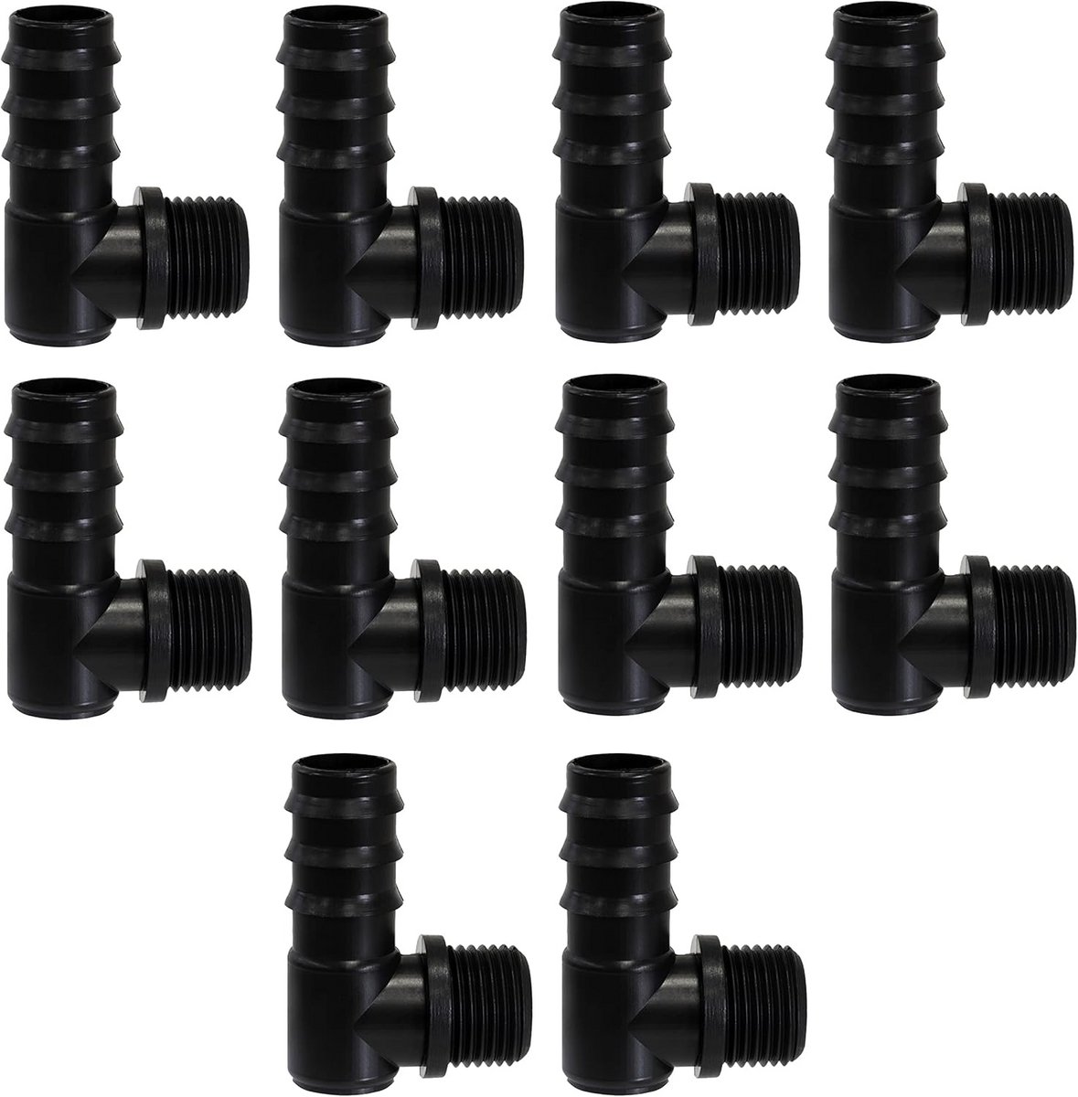 10x Elleboogkoppeling met Schroefdraad voor 20mm Tuinslang en Druppelsysteem