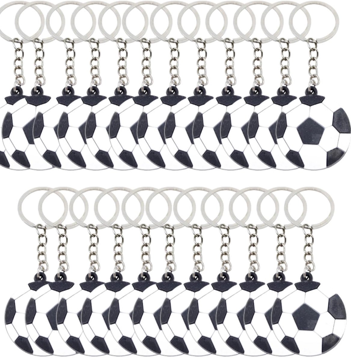 IMPERATORIS® Sleutelhanger Voetbal - Kinderen Jongens en Meisjes - Wit - Zwart - 10 x 3.8 cm