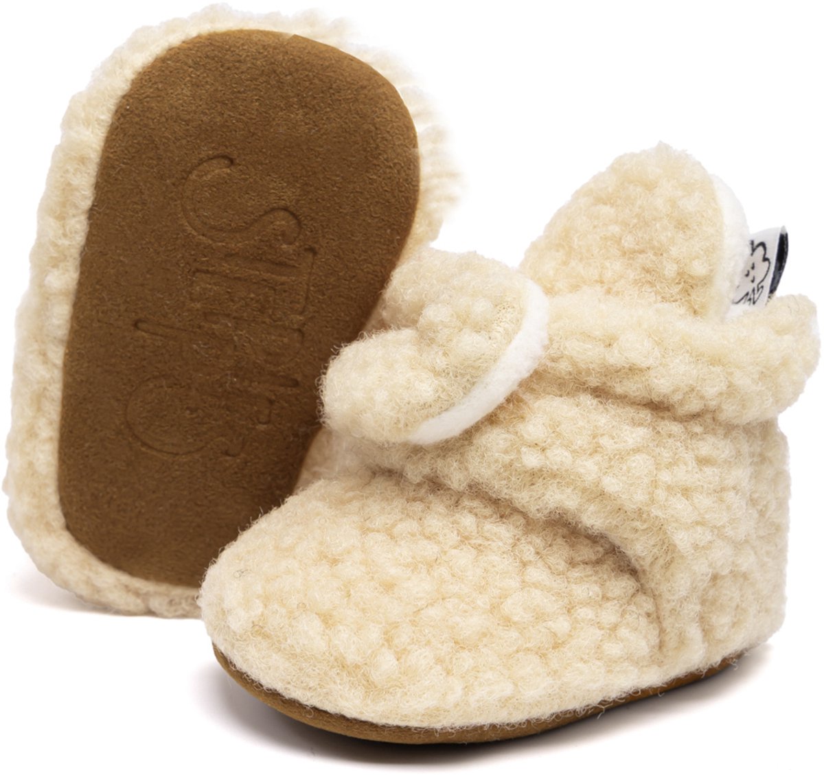 Steppies - Baby Slofjes teddy - Beige - 3-6 Maanden (10cm) - Schoenmaat 16-17