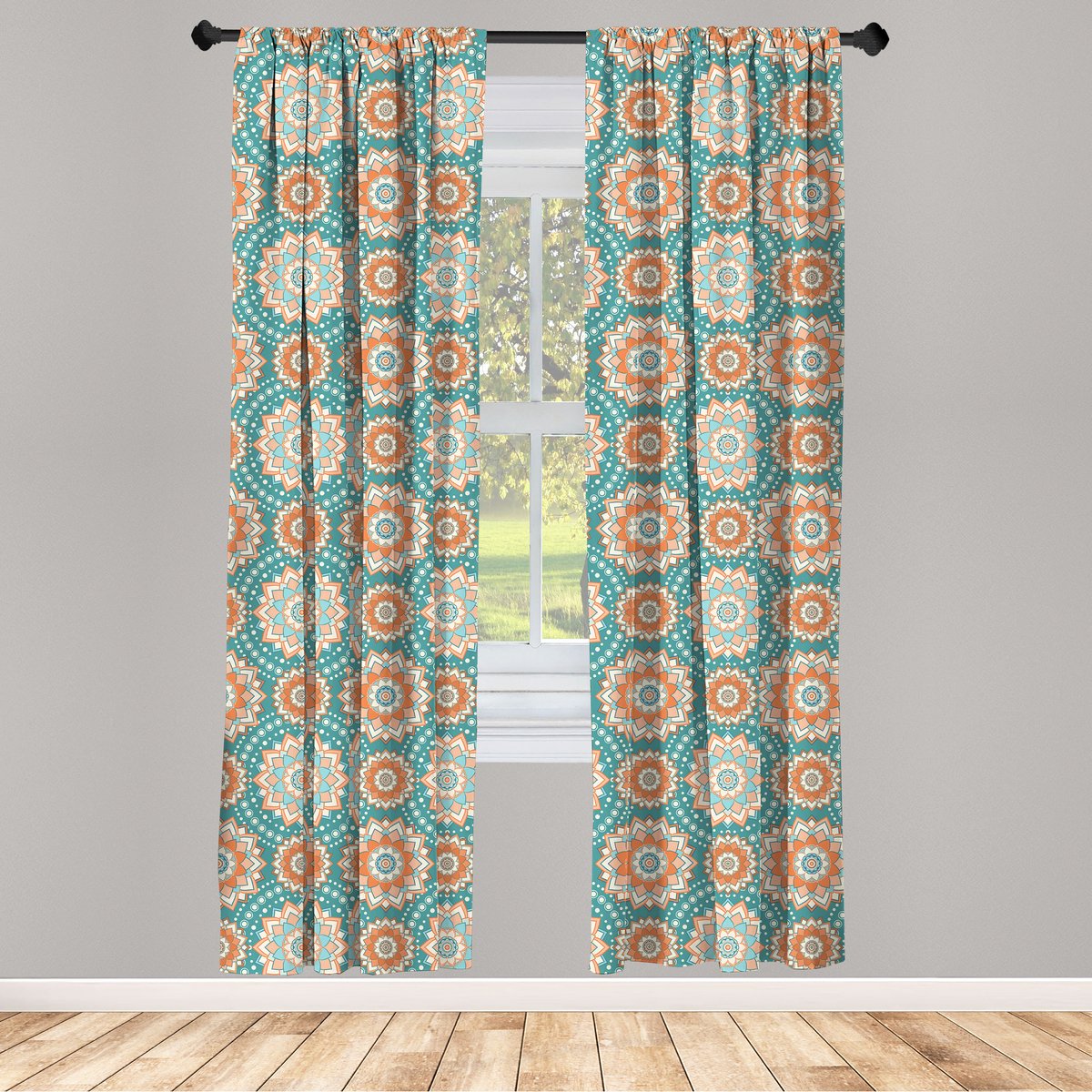 ABAKUHAUS Lotus – 2-delige raamgordijnen – 75x175 cm – microvezel