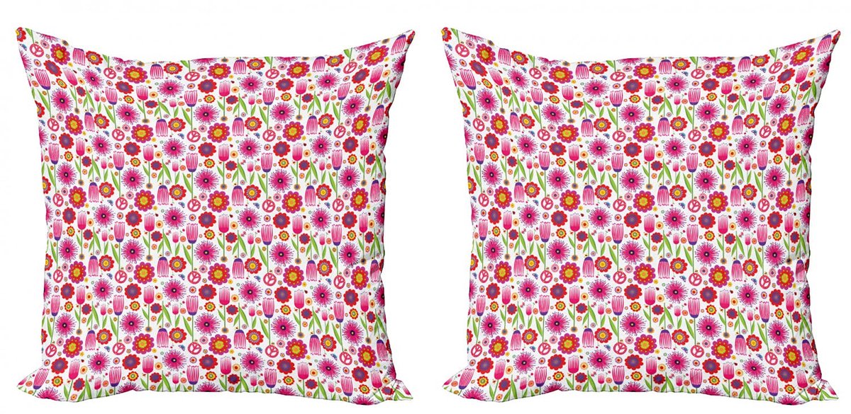 ABAKUHAUS Hippie Kussenhoes – Set 2x50x50 cm – Dubbelzijdig Digitaalbedrukt – Multicolor Mehrfarbig