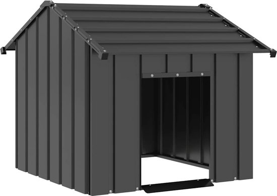 GOPLUS Hondenhok voor buiten, weerbestendig, met afsluitbare roosterdeur en verhoogde bodem, luchtventiel, schuin dak, hondenkooi voor binnen, huisdierhuis, voor honden en katten, blauw