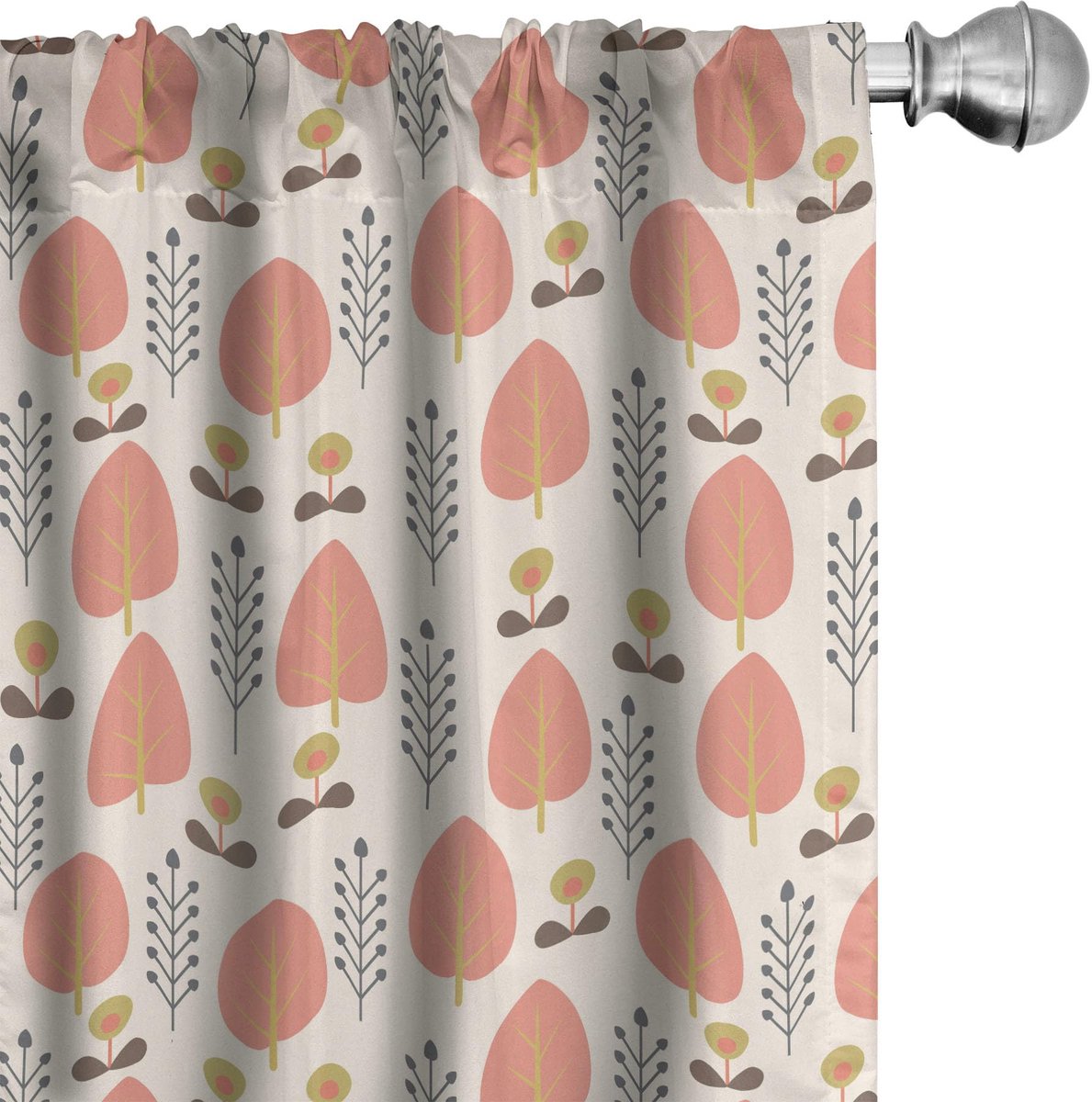ABAKUHAUS 2x 75x175 cm microvezel gordijnen – Coral Khaki / Kakao Koraal Khaki en Kakao
