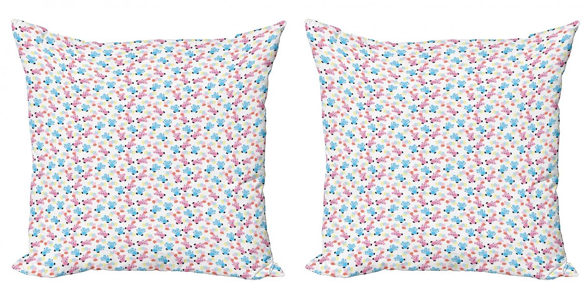 ABAKUHAUS Kleuterkussenhoes Set – 2x40x40 cm – Dubbelzijdig bedrukt – Multicolor Ballon-Beren Mehrfarbig